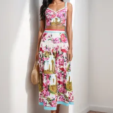 Plus Size Print Patchwork Vest+Long Skirts Suit GMAN-28993