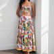 Plus Size Print Patchwork Vest+Long Skirts Suit GMAN-28993
