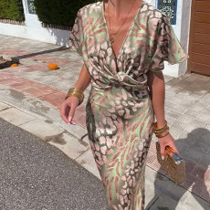 Plus Size Sexy V Neck Print Maxi Dress GMAN-28206
