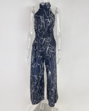 Plus Size Print Sleeveless Loose Jumpsuit GMAN-9120