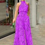 Plus Size Print Sleeveless Loose Jumpsuit GMAN-9120