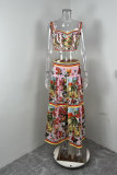 Plus Size Print Patchwork Vest+Long Skirts Suit GMAN-28993