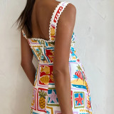 Plus Size Graffiti Print Halter Big Swing Maxi Dress GMAN-24644