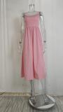 Plus Size Solid Color Sling Big Swing Maxi Dress GMAN-24330
