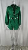 Plus Size Solid Color Shirt And Ruffles Shorts 2 Piece Set GMAN-8932