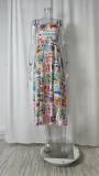 Plus Size Graffiti Print Halter Big Swing Maxi Dress GMAN-24644