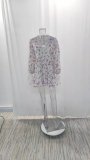 Plus Size V Neck Floral Print V Neck Midi Dress GMAN-8536