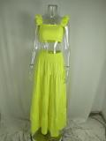 Plus Size Solid Color Sleeveless Two Piece Skirts Set GMAN-8114
