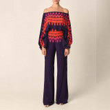 Plus Size Loose Bat Sleeve Top Wide Leg Pants Set GMAN-24130