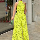 Plus Size Print Sleeveless Loose Jumpsuit GMAN-9120