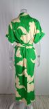 Plus Size Lapel Print Short Sleeve Shirt Dress GMAN-22037-8651