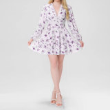 Plus Size V Neck Floral Print V Neck Midi Dress GMAN-8536
