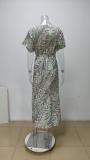 Plus Size Sexy V Neck Print Maxi Dress GMAN-28206