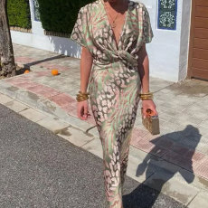 Plus Size Sexy V Neck Print Maxi Dress GMAN-28206