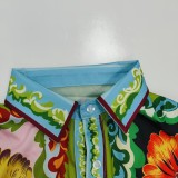 Plus Size Fashion Lapel Shirt Two Piece Shorts Set GMAN-28311
