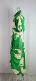 Plus Size Lapel Print Short Sleeve Shirt Dress GMAN-22037-8651