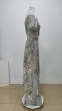 Plus Size Sexy V Neck Print Maxi Dress GMAN-28206