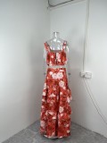 Plus Size Floral Top Camisole Ruffle Cake Skirt Set GMAN-21283