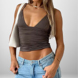 Plus Size V Neck Solid Color Sling Vest GMAN-29277