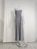 Plus Size Solid Color Sling Pleated Jumpsuit GMAN-9050