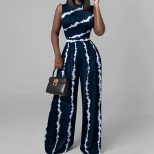Plus Size Print Sleeveless Wide Leg Jumpsuit GMAN-29168