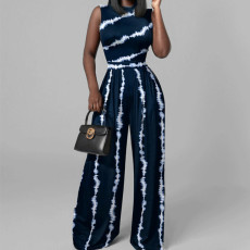 Plus Size Print Sleeveless Wide Leg Jumpsuit GMAN-29168
