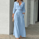 Plus Size Long Sleeve Solid Color Shirt Two Piece Pants Set GMAN-8777