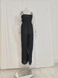 Plus Size Solid Color Sling Pleated Jumpsuit GMAN-9050