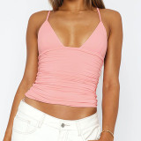 Plus Size V Neck Solid Color Sling Vest GMAN-29277