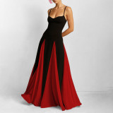 Plus Size Sling Color Block Big Swing Maxi Dress GMAN-28457