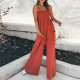 Plus Size Solid Color Sling Pleated Jumpsuit GMAN-9050