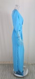 Plus Size Solid Color V Neck Jumpsuit GMAN-22145