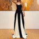 Plus Size Sling Color Block Big Swing Maxi Dress GMAN-28457