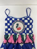 Plus Size Fashion Printed Pleated Big Hem Camisole Dress GMAN-28744