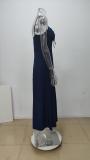 Plus Size Solid Color Tie Sling Maxi Dress GMAN-28268