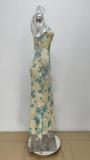 Plus Size Floral Printed Sling Bandage Dress GMAN-28024
