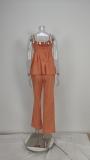 Plus Size Solid Color Loose Two Piece Pants Set GMAN-28635