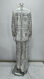 Plus Size Long Sleeve Print Shirt Loungewear Pants Suit GMAN-28613
