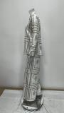 Plus Size Long Sleeve Print Shirt Loungewear Pants Suit GMAN-28613