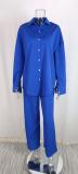 Plus Size Solid Color Loose Shirt Pants Suit GMAN-22010