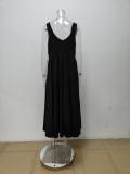 Plus Size Solid Color Sleeveless Big Swing Maxi Dress GMAN-28183