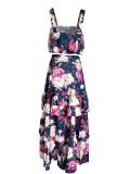 Plus Size Floral Top Camisole Ruffle Cake Skirt Set GMAN-21283
