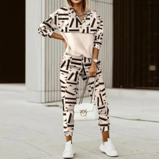 Plus Size Casual Print Sport Two Piece Pants Set GMAN-8568