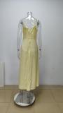 Plus Size Solid Color Tie Sling Maxi Dress GMAN-28268