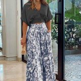 Plus Size Soid Color Shirts Print Pants Suit GMAN-9066