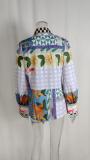 Plus Size Print Lapel Long Sleeve Shirt GMAN-24541
