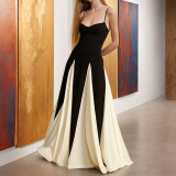 Plus Size Sling Color Block Big Swing Maxi Dress GMAN-28457
