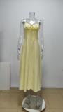 Plus Size Solid Color Tie Sling Maxi Dress GMAN-28268