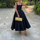Plus Size Solid Color Sleeveless Big Swing Maxi Dress GMAN-28183