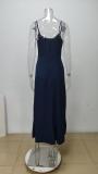 Plus Size Solid Color Tie Sling Maxi Dress GMAN-28268